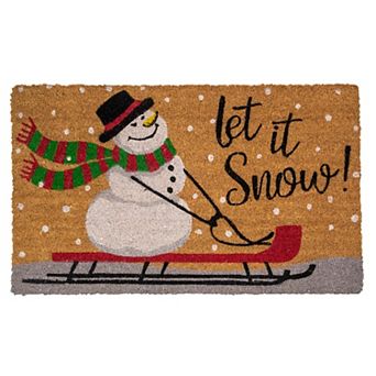 Natural Coir Rectangular "Let it Snow" Christmas Doormat 18" x 30"