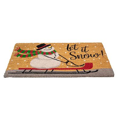 Natural Coir Rectangular "Let it Snow" Christmas Doormat 18" x 30"