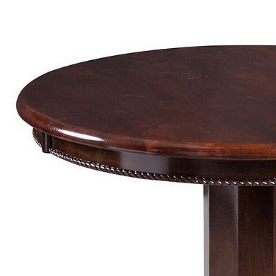 Round Wooden Pub Table with Turned Pedestal Base, Brown
