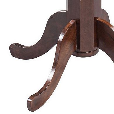 Round Wooden Pub Table with Turned Pedestal Base, Brown