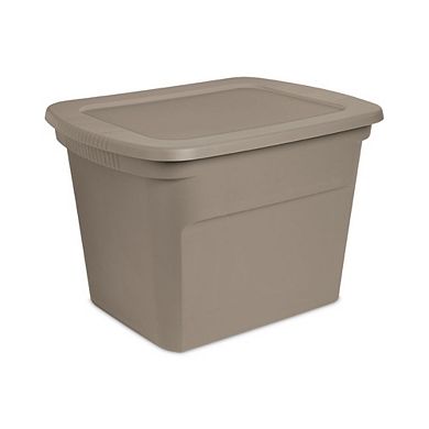 Sterilite 18 Gallon Heavy Duty Stackable Storage Tote, Hazelwood Taupe (8 Pack)