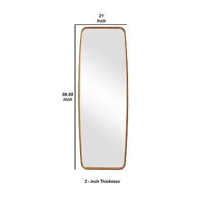 60 Inch Full Length Metal Frame Contemporary Mirror, Gold