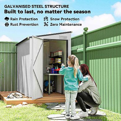 Outsunny 4ft x 6' Storage Shed, Galvanized, Locking