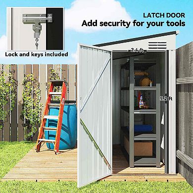 Outsunny 4ft x 6' Storage Shed, Galvanized, Locking