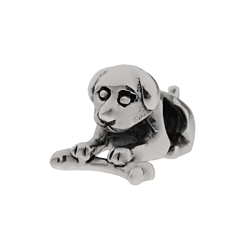Individuality Beads Sterling Silver Dog and Bone Bead, Womens, Grey