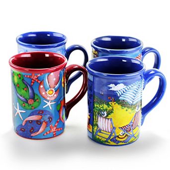 Gibson Home Beachcomber 4 pc 16 Ounce Stoneware Mug Set