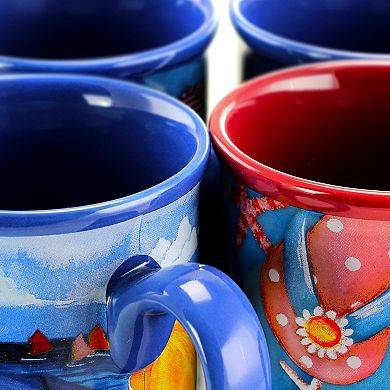 Gibson Home Beachcomber 4 Piece 16 Ounce Stoneware Mug Set