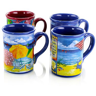 Gibson Home Beachcomber 4 Piece 16 Ounce Stoneware Mug Set