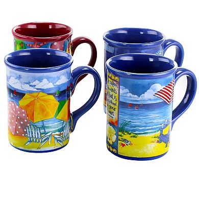 Gibson Home Beachcomber 4 Piece 16 Ounce Stoneware Mug Set