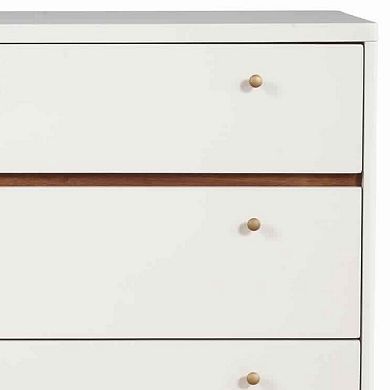 3 Drawer Wood Chest with Round Pulls and Angled Legs, Small,White and Brown