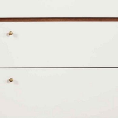 3 Drawer Wood Chest with Round Pulls and Angled Legs, Small,White and Brown