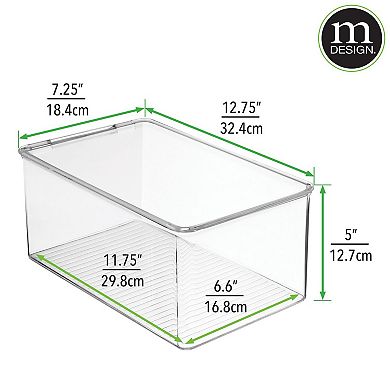 mDesign Plastic Stackable Toy Storage Bin Box with Hinge Lid, 12.75" x 7.25" x 5" - 4 Pack