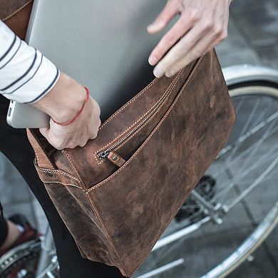 Leather Messenger Bag for Laptop and Documents