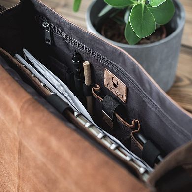 Leather Messenger Bag for Laptop and Documents