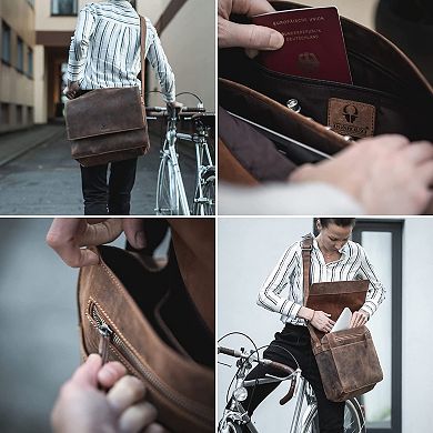 Leather Messenger Bag for Laptop and Documents