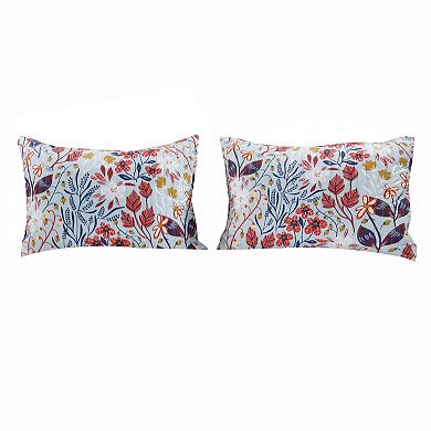 Full Size 3 Piece Polyester Quilt Set with Floral Prints, Multicolor