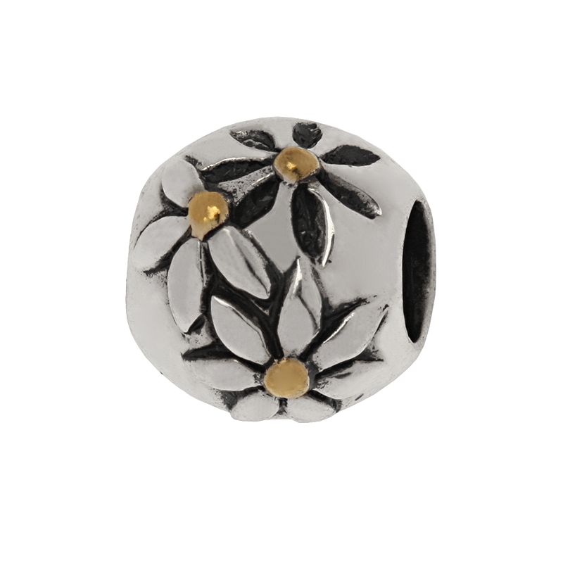 Individuality Beads 24k Gold-Over-Silver and Sterling Silver Floral Bead, W