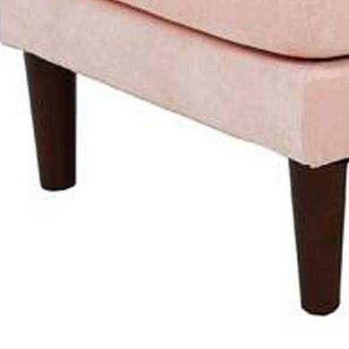 Rio 32 Inch Modular Ottoman, Box Cushion Seat, Wood Legs, Blush Pink