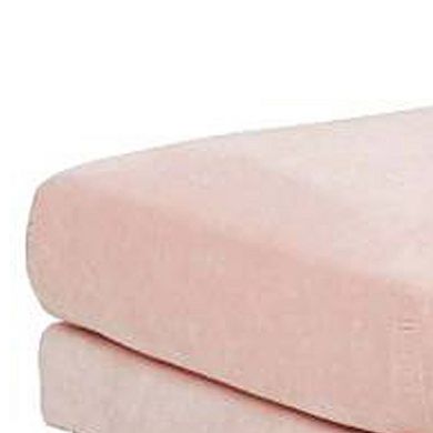 Rio 32 Inch Modular Ottoman, Box Cushion Seat, Wood Legs, Blush Pink