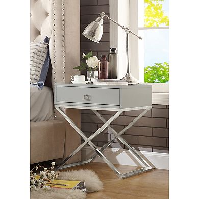 Cassie Side Table Square Lacquer-Finish Chrome