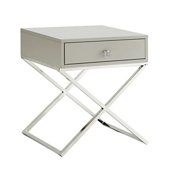 Cassie Side Table Square Lacquer-Finish Chrome
