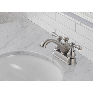 Delta Leland Two Handle Centerset Bathroom Lavatory Sink Faucet, Steel 2578LF-TP