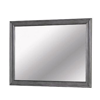 Mirror with Wooden Frame with Molded Trim, Gray