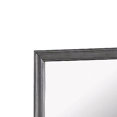 Mirror with Wooden Frame with Molded Trim, Gray
