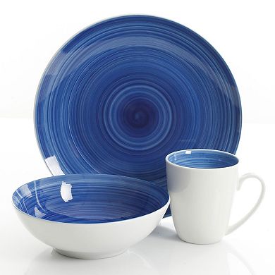 Gibson Everyday Crenshaw 12 Piece Round Ceramic Dinnerware Set in Assorted Colors, Service for 4