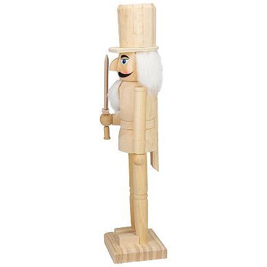 15" Unfinished Paintable Wooden Christmas Nutcracker with Sword