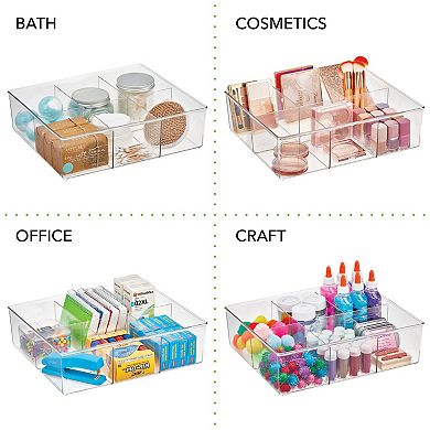 mDesign Plastic Divided 6 Section Closet/Dresser Drawer Organizer, 2 Pack