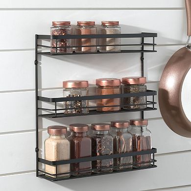 mDesign Steel Wall Mount 3-Tier Spice Rack Storage Organizer Basket ...