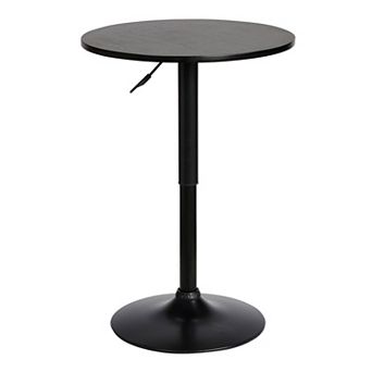 24 in Round Adjustable Pub Table with Metal Base, Black