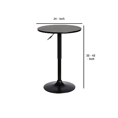24 Inches Round Adjustable Pub Table with Metal Base, Black