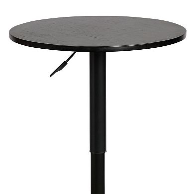 24 Inches Round Adjustable Pub Table with Metal Base, Black