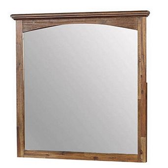 37 Inch Transitional Style Wooden Frame Mirror, Dark Oak