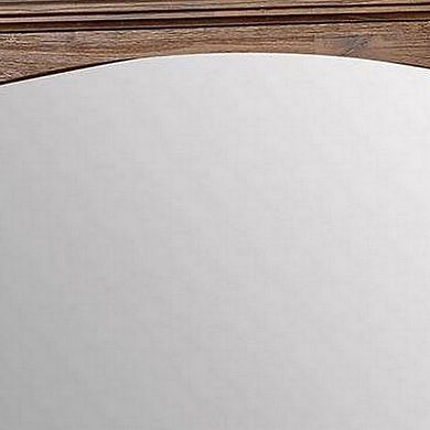37 Inch Transitional Style Wooden Frame Mirror, Dark Oak