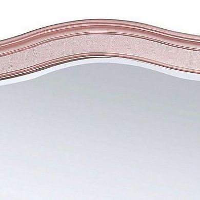 46 Inch Contemporary Style Wooden Frame Mirror, Rose Pink