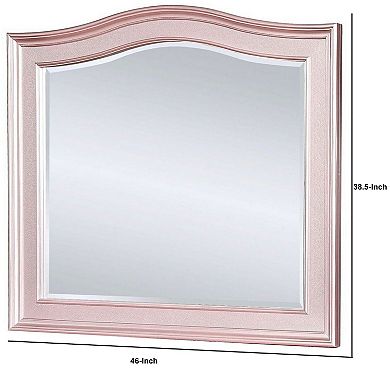46 Inch Contemporary Style Wooden Frame Mirror, Rose Pink