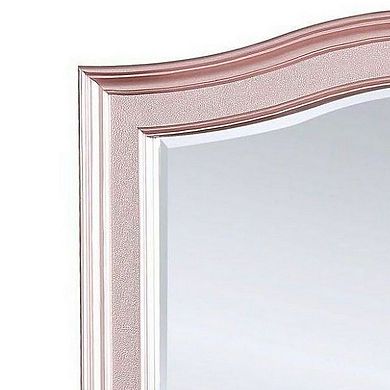 46 Inch Contemporary Style Wooden Frame Mirror, Rose Pink