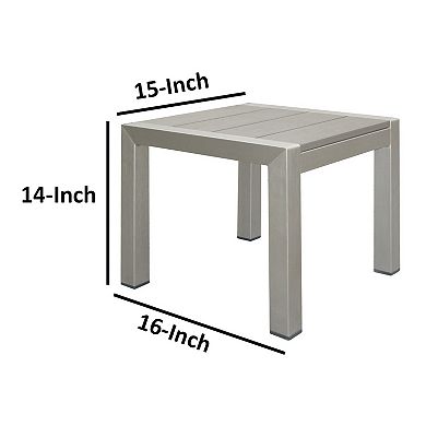 16 Inch Outdoor Side Table, Highly Functional, Easy Movable, Gray