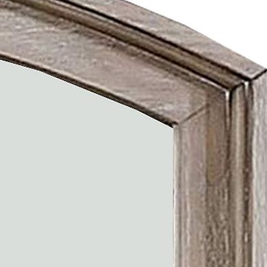 Mirror with Curved Top Frame and Weathered Look, Gray