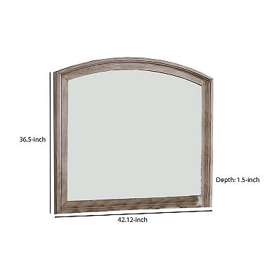 Mirror with Curved Top Frame and Weathered Look, Gray