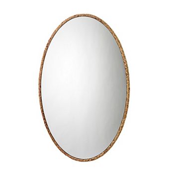 Mirror with Oval Encasing and Seagrass Braiding, Brown