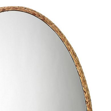 Mirror with Oval Encasing and Seagrass Braiding, Brown