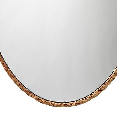 Mirror with Oval Encasing and Seagrass Braiding, Brown