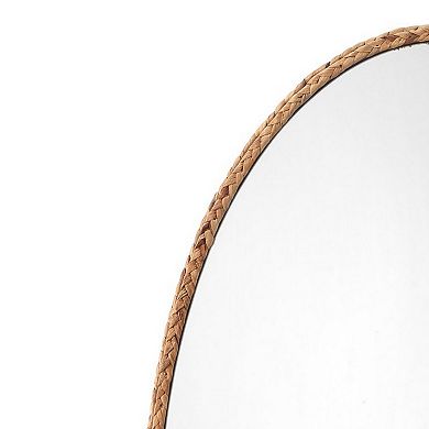 Mirror with Oval Encasing and Seagrass Braiding, Brown