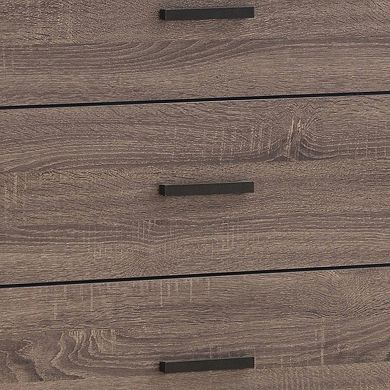 4 Drawer Chest with Metal Bar Pulls, Brown