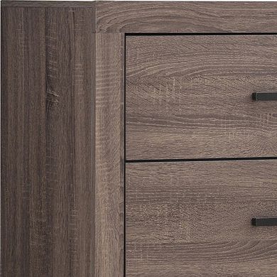 4 Drawer Chest with Metal Bar Pulls, Brown