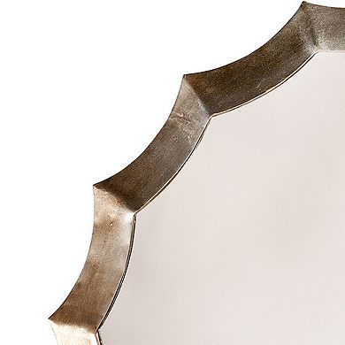 Round Mirror with Scalloped Metal Frame, Gold